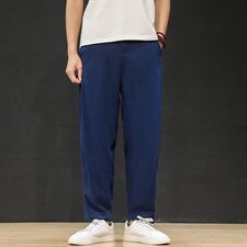 夏季薄款亚麻裤男中国风大码哈伦棉麻阔腿裤灯笼裤K031-1-p65，男装休闲裤，电商A008