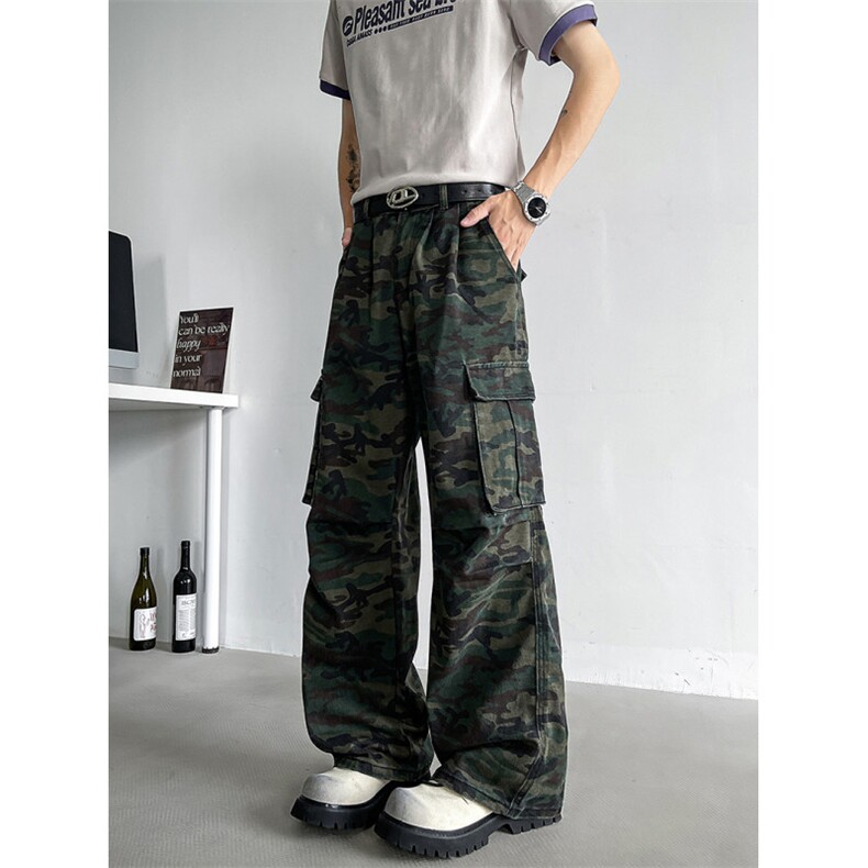 2026春季迷彩休闲裤男女韩版潮流口袋拉链个性工装长裤NZ066-P50，男装工装外套，星座310B-3