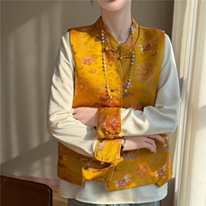 2026新款小马甲新年马年缎面提花马甲，女装马甲，圣丽羊绒