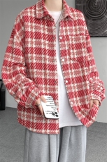 8XL-M特大码高级感千鸟格闲大码情侣复古翻领夹克外套JK1303P65，男装夹克，电商D206-1
