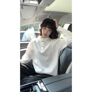 抖音得物品质美式高街重磅曼巴棉拼接cleanfit亨利领卫衣长袖T恤图片
