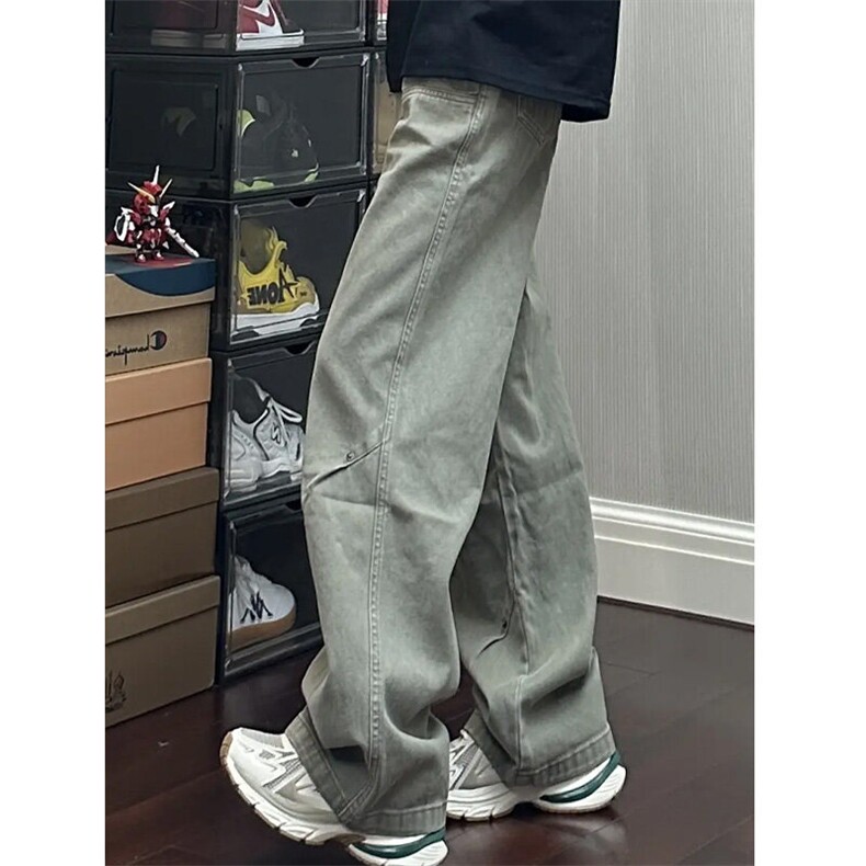 NK90LL-特P55vibe风复古做旧铆钉牛仔裤男女褶皱伐木裤工装裤子,男装牛仔裤,星座1007（原301D）