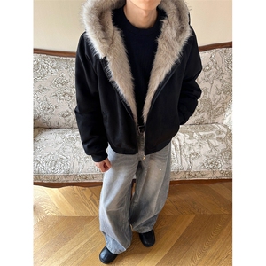 517A-8-Y91-P100 猫耳朵座山雕连帽毛领棉服棉衣外套（非揭阳货）图片