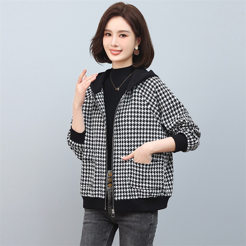 2025年春秋季新款潮韩版千乌格女长袖宽松显瘦休闲外套,女装短外套,独衣靓
