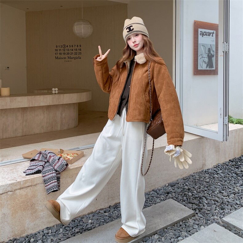 皮毛一体短款外套小个子女装加厚保暖2C323-8856-P195,女装短外套,2C323