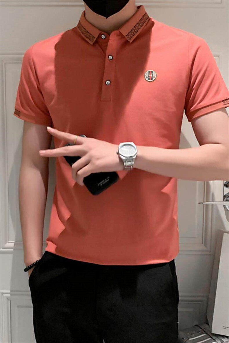 3038-P40短袖男夏季衫潮牌翻领网红男士t恤金牛精神小伙半袖,男装Polo衫,电商D310B