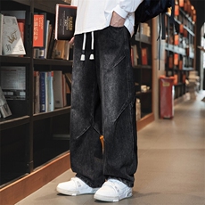 美式潮流牛仔裤男2026秋季新款宽松阔腿垂感高街直筒裤Z9845-P50，男装牛仔裤，星座509