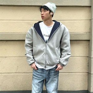 抖音得物高品质二开 25秋冬美式重磅宽松结构双面连帽卫衣外套W68图片