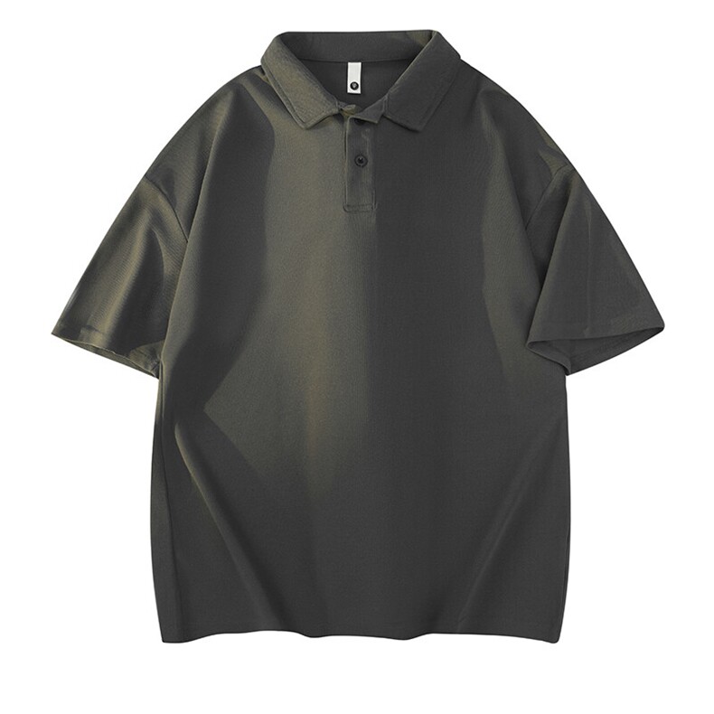 得物抖音二开珠地网眼透气面料纯色宽松短袖T恤翻领POLO衫PL09，男装Polo衫，电商A486-1