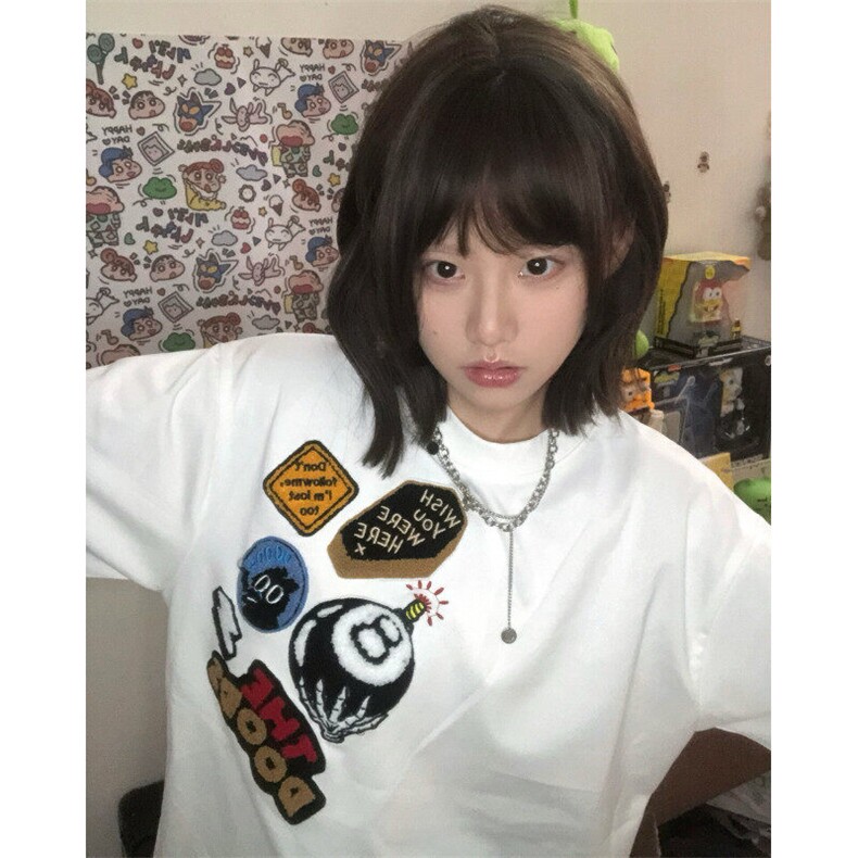 DX698HH-特P35美式植绒刺绣重磅短袖t恤男女款夏季潮牌情侣半袖,男装T恤,星座1007（原301D）