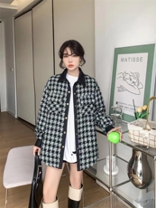 爱美欧，现货，格子撞色衬衣羽绒服，女装羽绒服，爱美欧