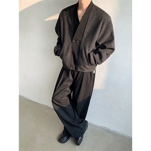 现货！25老钱风双扣开衫混纺毛边短款西服毛呢外套XZ80-P128图片