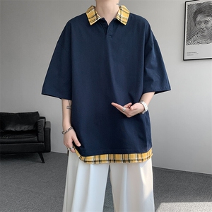 短袖男夏季新款港风宽松假两件体恤上衣DX3302-P32图片