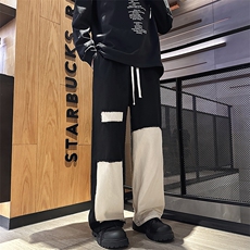 工装裤男春季新款美式高街潮牌宽松直筒裤子痞帅拼接撞色休闲长裤，男装工装外套，星座410-7