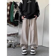 03裤子加绒加厚宽松直筒运动裤ins潮牌休闲裤XZ211-1-K2359-P60，女装休闲裤，星座211-1