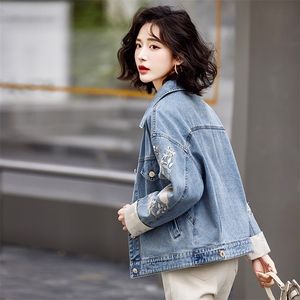牛仔刺绣外套女春秋2025新款小个子短款百搭时尚洋气休闲夹克上衣图片