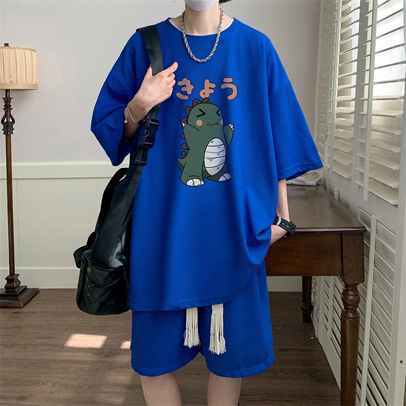 华夫格套装运动短袖t恤套装休闲两件套一套HZ84037-P44,男装T恤,电商A040