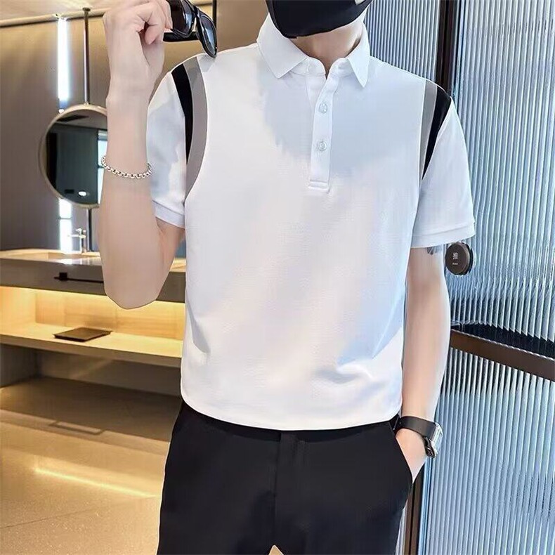 网络图现货拼接撞色夏季短袖翻领Polo衫短袖T恤RD130-P40,男装T恤,星座1005-4