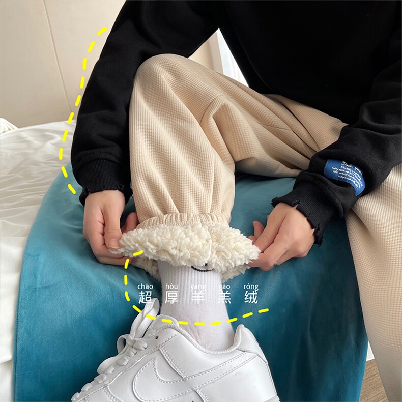 01冬季加厚保暖加绒羊羔毛裤男束脚阔腿休闲裤XZ211-1-K2461-P60，男装棉衣，星座211-1