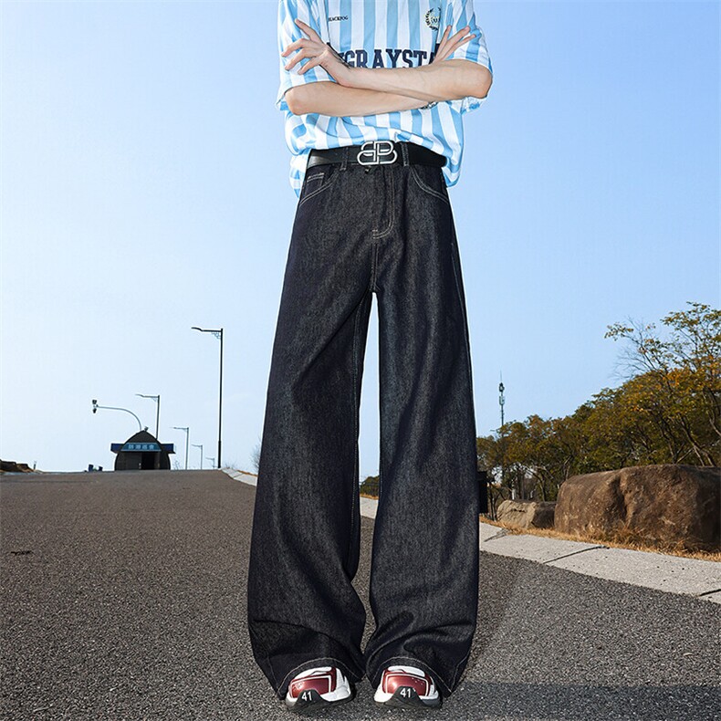 8XL-M 原牛！深蓝美式阔腿牛仔裤垂感慵懒休闲拖地直通裤K9139P68图片