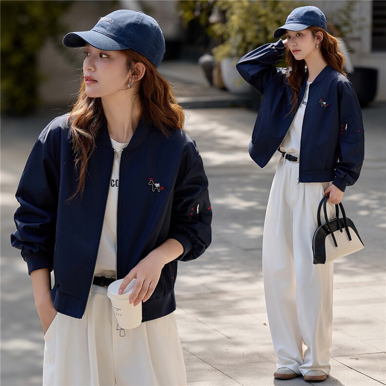 短款棒球服外套女款2026秋新款时髦洋气小个子休闲百搭夹克上衣,女装短外套,梦懿尔