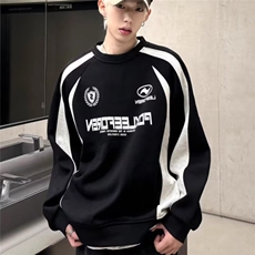 FF3442-P372025春秋潮牌高级感痞帅撞色拼接插肩袖圆领卫衣，男装卫衣，电商B323A