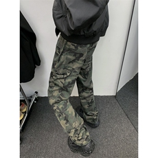 美式街头嘻哈工装裤高街潮牌复古迷彩牛仔裤宽松直筒长裤GJ229P45，男装牛仔裤，电商D256-1(原A064-1)