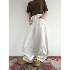 903-AK050-特P55【S-3XL】工装白色弯刀裤，男装牛仔裤，星座903
