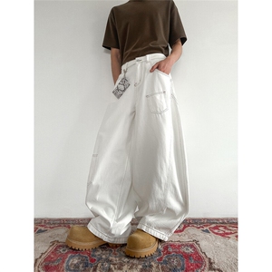903-AK050-特P55  【S-3XL】 工装白色弯刀裤图片