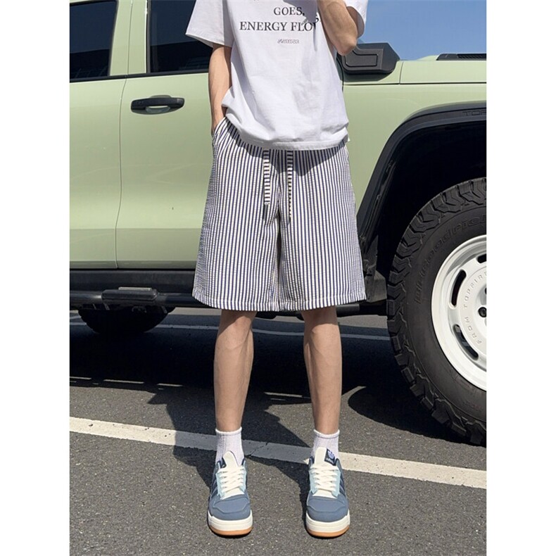B221美式ins高街暗黑条纹短裤五分裤LK25471-特P18控38,男装牛仔裤,电商B221