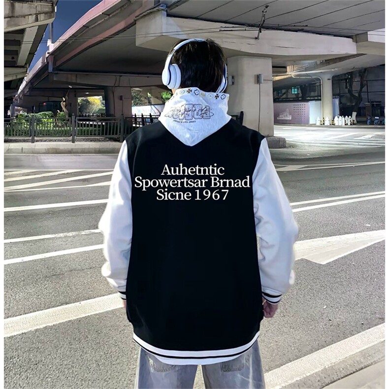 抖音得物高品质全棉 380克潮立领棒球服开衫印花卫衣外套 ACM1201图片