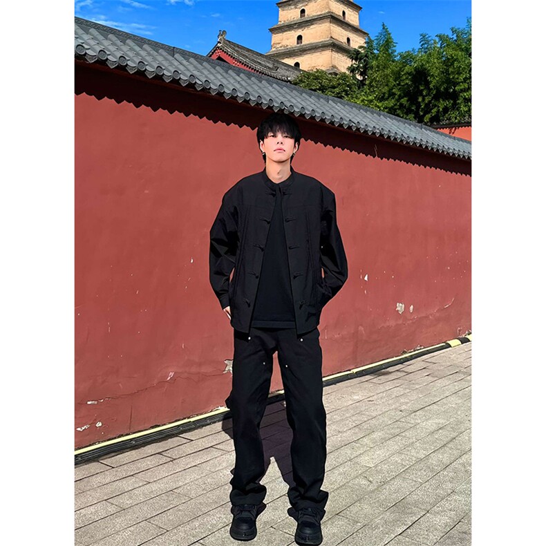 主推网红风春秋新款复古盘口长袖衬衫中式唐装CS16-P55,男装衬衫,星座217-5
