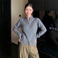 2025秋冬百搭时尚简约半高领麻花绞花针织衫，女装羊绒衫，玛卡隆羊绒