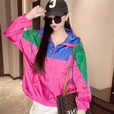 欧货新款防晒衣女2025春夏季拼接撞色宽松百搭连帽长袖薄款防晒服，男装防晒衣，星座1210-1
