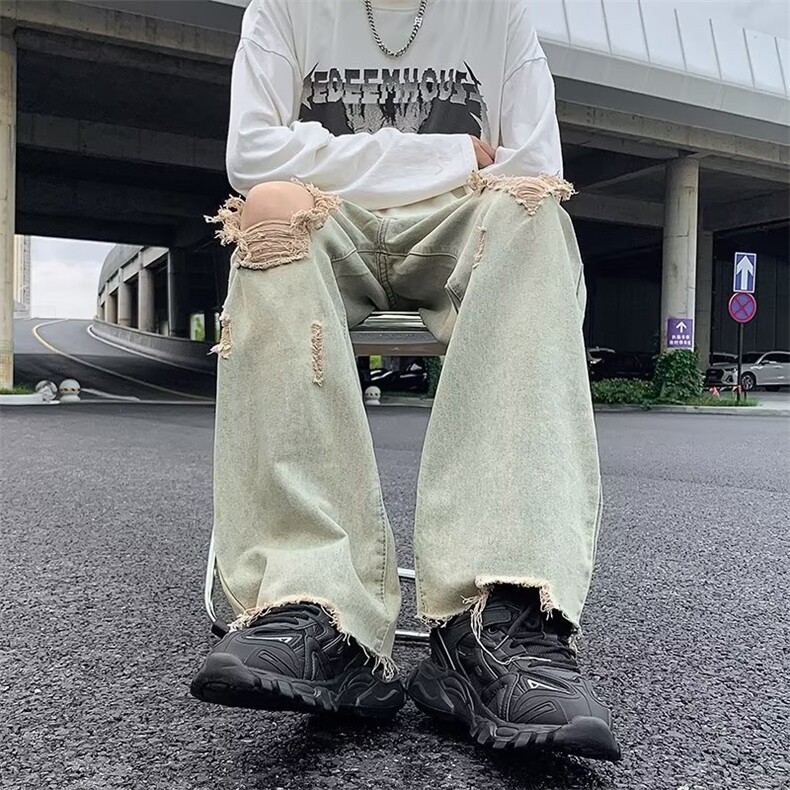 高街破洞牛仔裤男韩版潮流痞子帅气2023秋季新款ins长裤RK939-P39,男装牛仔裤,星座412-3