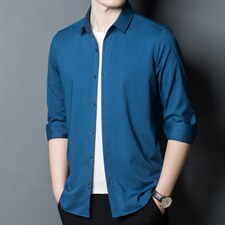 YY-F2097男式2023秋季新款长袖纯色衬衫修身免烫衬衣P60图片