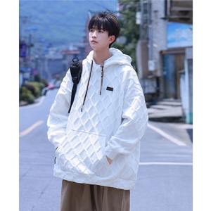 连帽立体菱形花纹大码M-5XL卫衣98%聚酯纤维2%氨纶WY77047P75控98图片