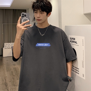 CL3男女中性圆领短袖半袖T恤衫外套大码蓝字母印花学生TEE潮宽松图片