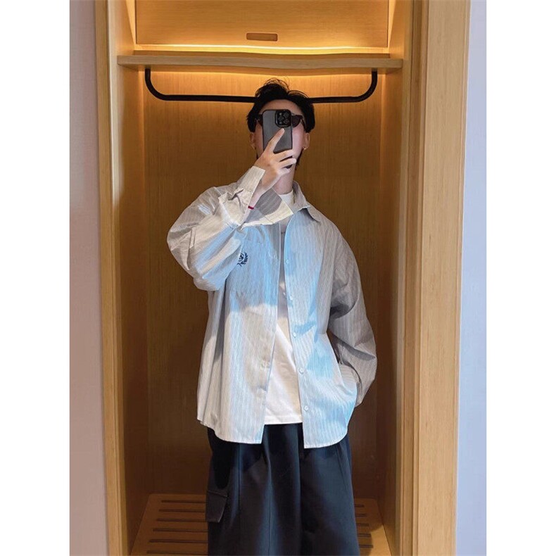 【有货】DB405-P40美式复古条纹长袖女早春新款学院风长袖衬衣,男装衬衫,星座603-2