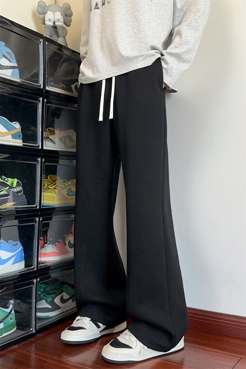 华棉380g重磅港风纯色休闲大码显高微喇卫裤男K24030-特P35控68,男装休闲裤,电商A001-1