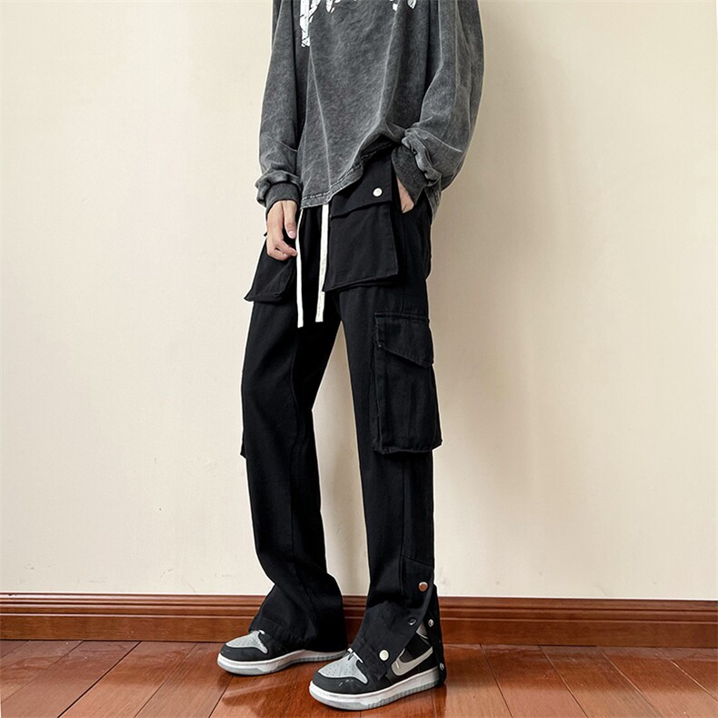 B221 秋装美式ins高街小众排扣工装裤弹力休闲裤 LK22052-P60控78图片