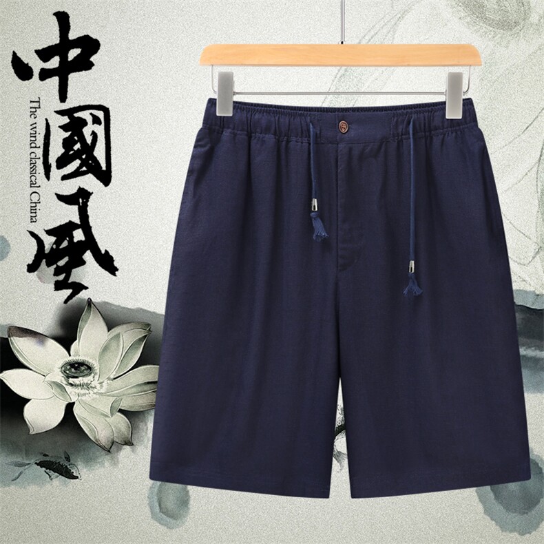 夏季男士高品质风棉麻短裤中年亚麻宽松休闲短裤808-P55图片