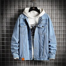 jk601-p55-限价78 网格牛仔夹克肥仔秋款量足印花大码图片