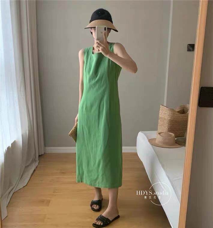 夏季新款砂洗料气质连衣裙,女装连衣裙,斐媞梦