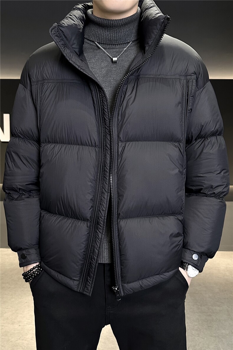 90%标白鸭绒2025冬季高品质无胆穿刺宽松羽绒服外套M675-P360,男装羽绒服,电商A413