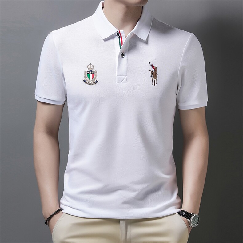 夏季新款爸爸夏装冰丝polo衫纯棉男士短袖t恤薄款翻领中年人衣服,男装T恤,电商B212（原钱塘6029）