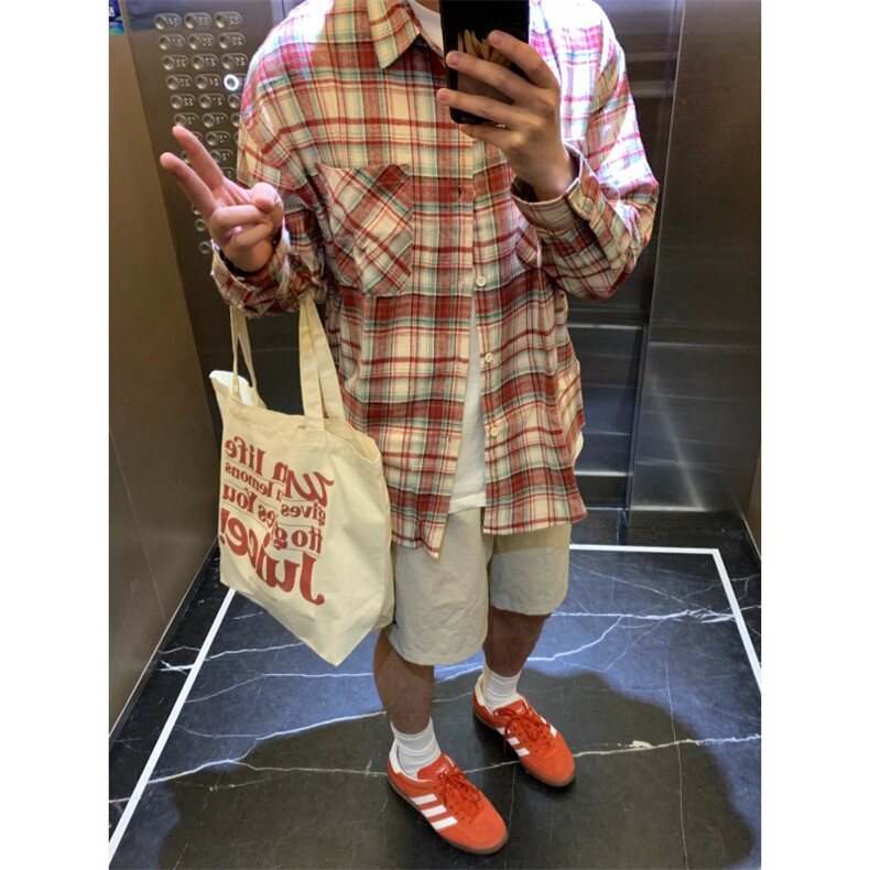 cleanfit美式复古红色格子衬衫男黄蓝格子衬衫长袖衬衣K342-P45,男装衬衫,星座1007（原301D）