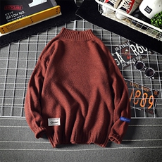 M18062-P45加绒款-P65半高领毛衣男士大码针织衫男毛线衣男线衫，男装针织衫/毛衣，电商A040A