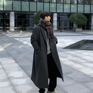 现货长款毛呢大衣男秋冬季韩版英伦风宽松保暖呢子潮流百搭情侣风图片