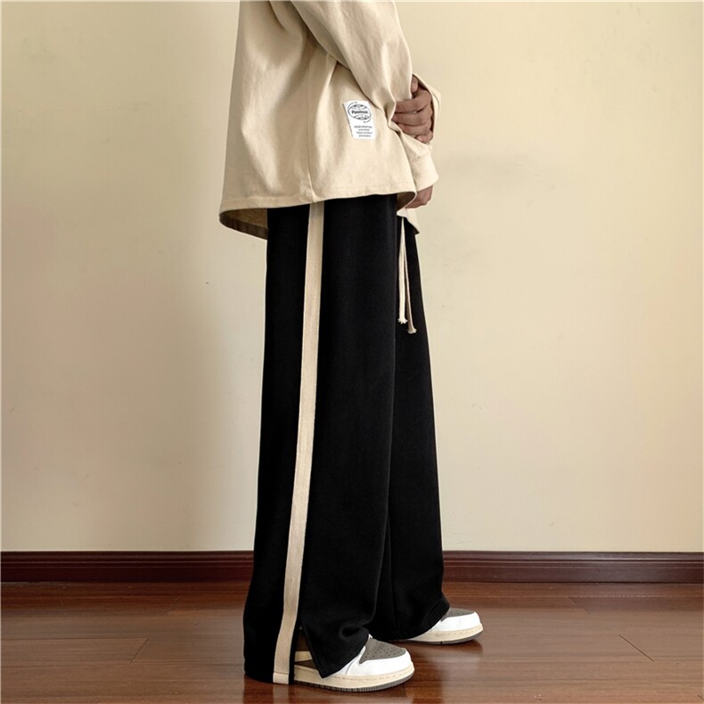 秋冬宽松直筒大码开衩卫裤运动裤休闲裤A017K602P55,男装休闲裤,电商A017